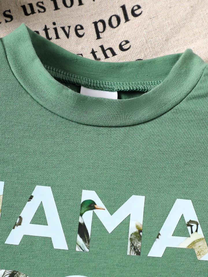 Children's Mama' Boy Graphic Casual Tee and Shorts Set