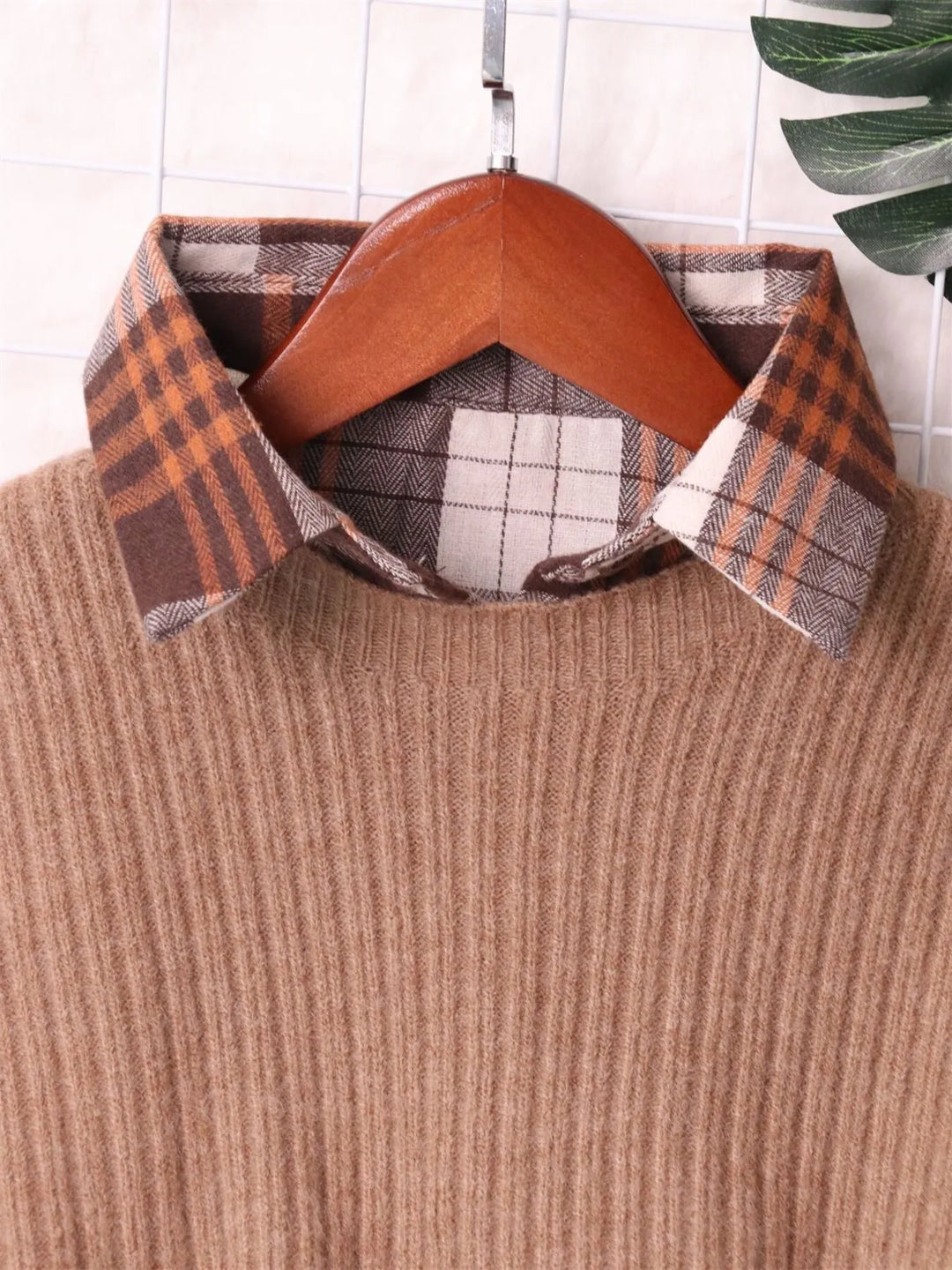 Plaid Long Sleeve Sweater Dress
