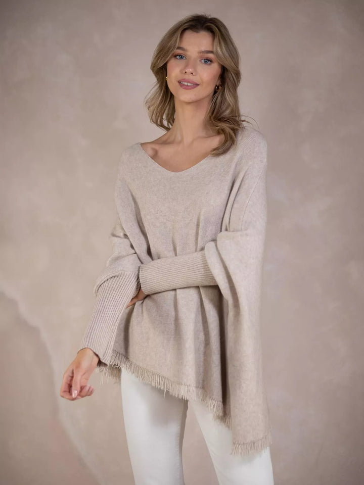 Raw Hem V-Neck Sweater