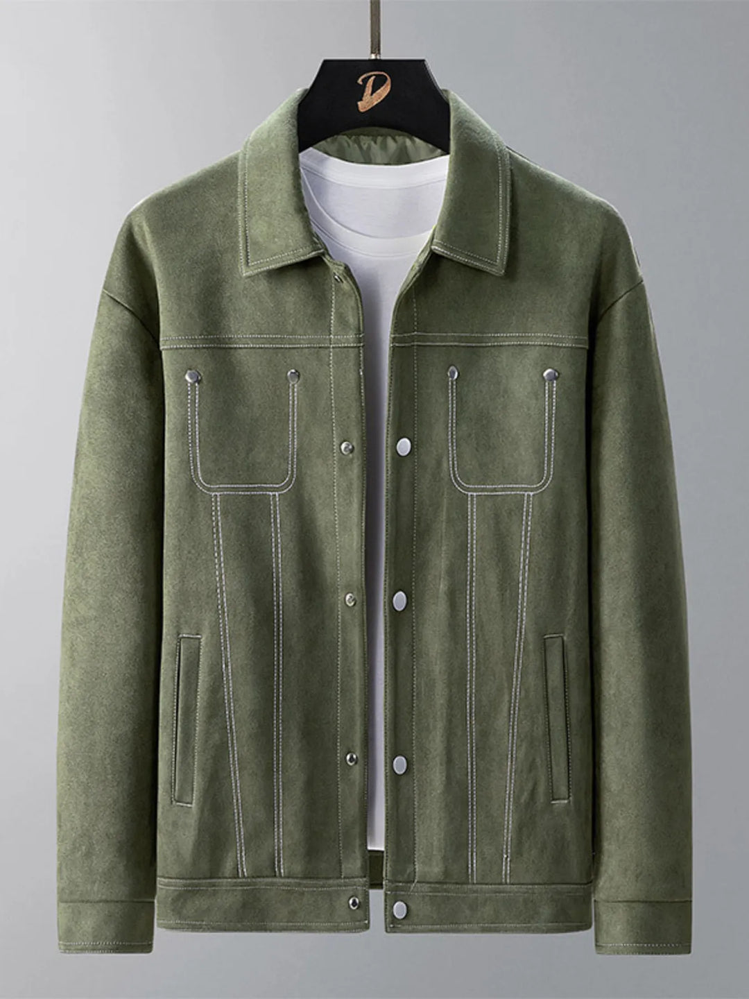 Men's Plus Size Snap Down Long Sleeve Jacket