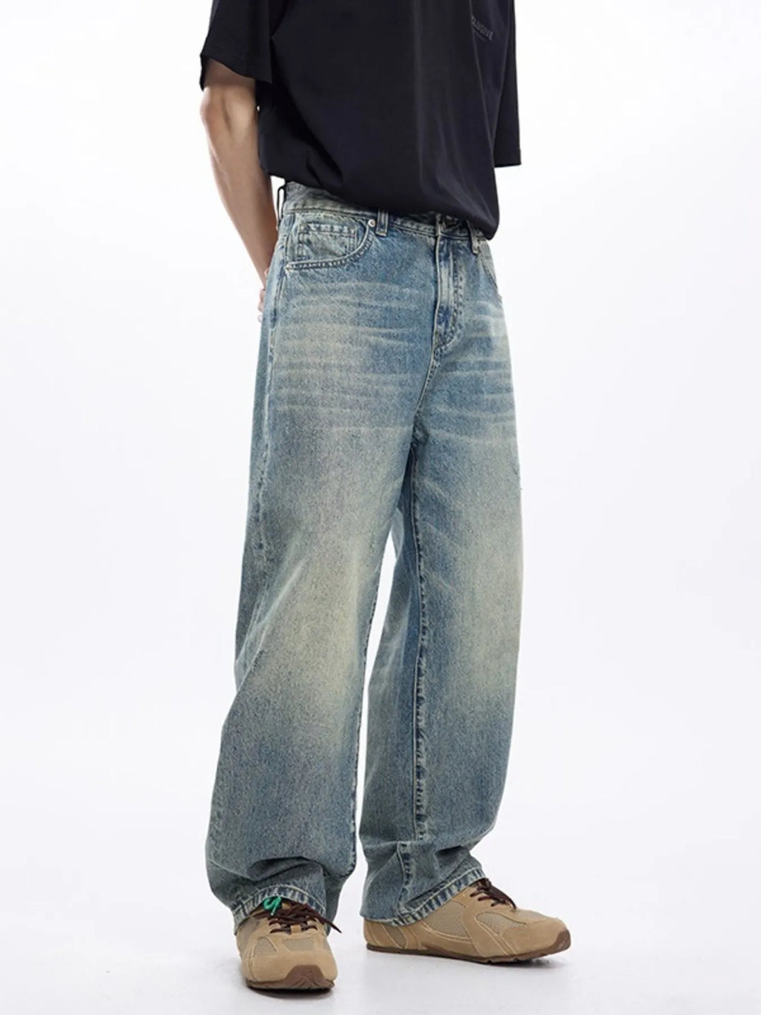 Men's Washed Wide Leg Jeans