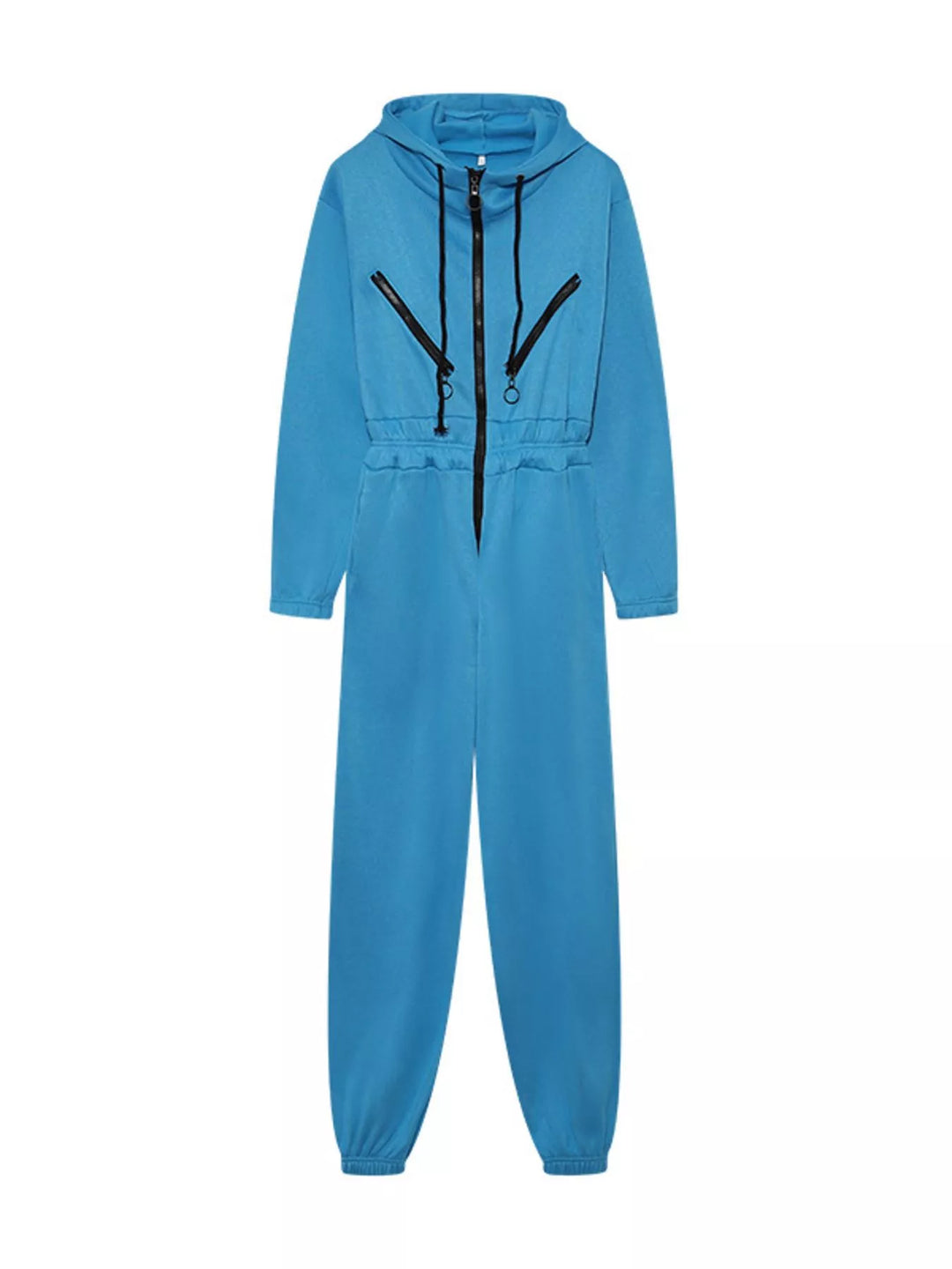 Hooded Zip-Up Long Sleeve Jumpsuit