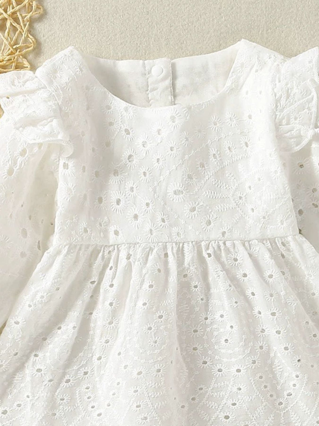 Children's Eyelet Embroidered Ruffled Top and Shorts Set