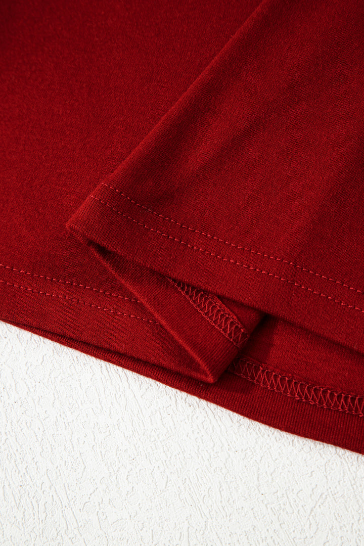 Red Dahlia Solid Color Extended Cuffs Long Sleeve Top