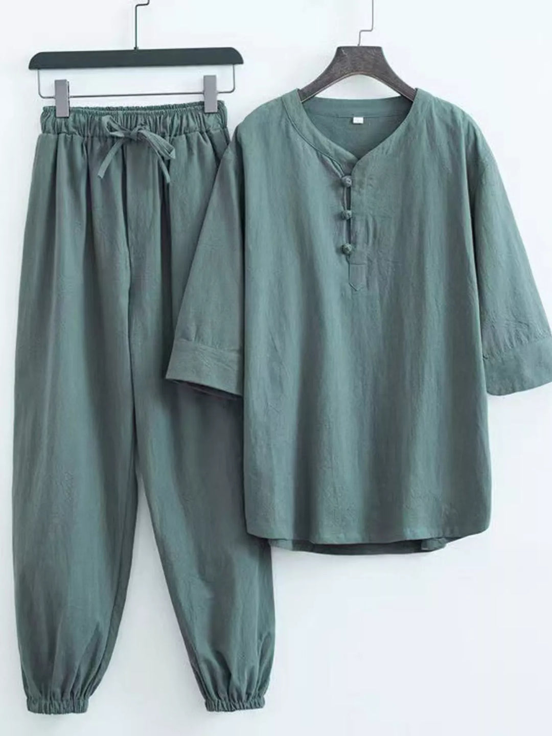 Men's Plus Size Chinese Style Top and Pants Set