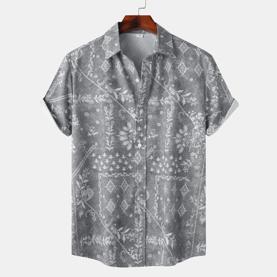 Men's Printed Short Sleeve Button-Up Shirt
