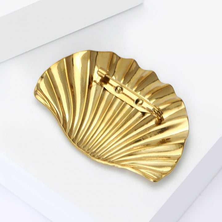 Exquisite And Fashionable Stainless-steel Shell-shaped Brooch