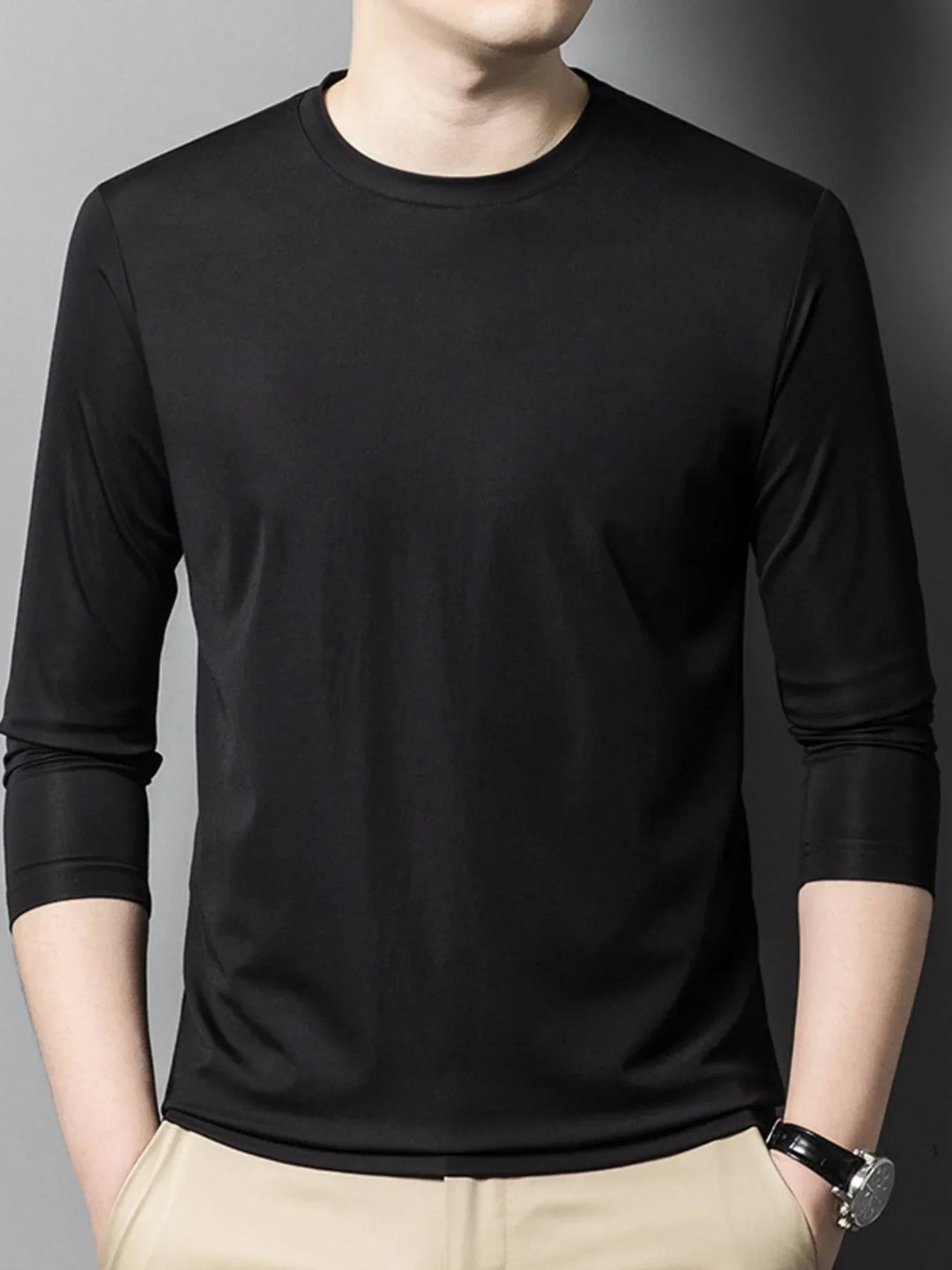 Men's Plus Size Round Neck Long Sleeve T-Shirt