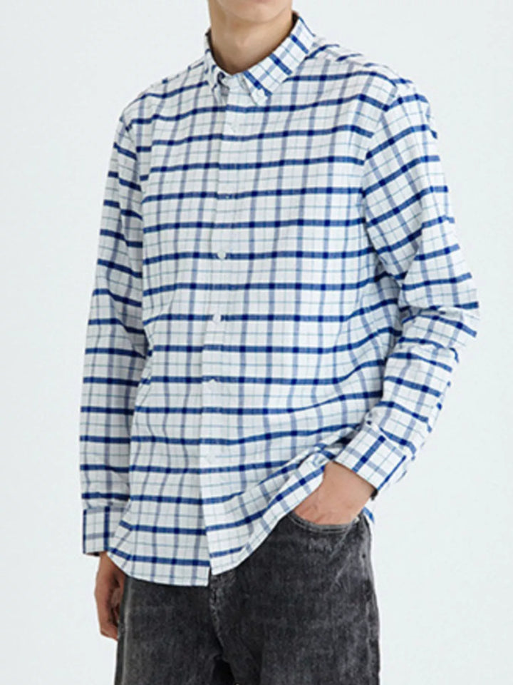 Men's Full Size Plaid Long Sleeve Shirt Plus Size