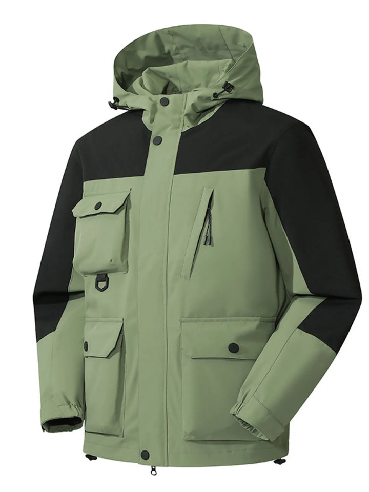 Men's Full Size Multi-Pocket Long Sleeve Hooded Jacket Plus Size