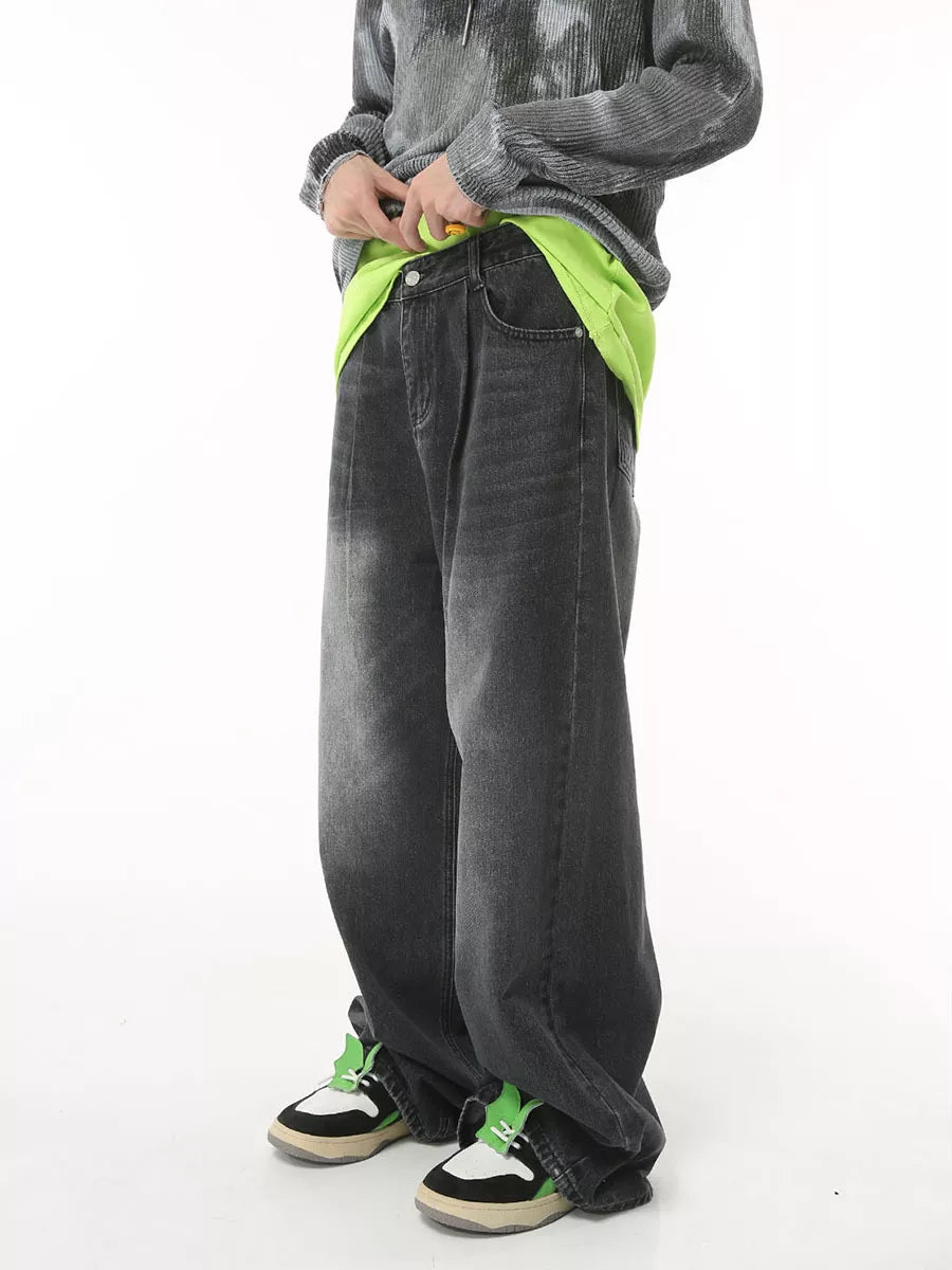 Men's Vintage Wash Wide Leg Jeans