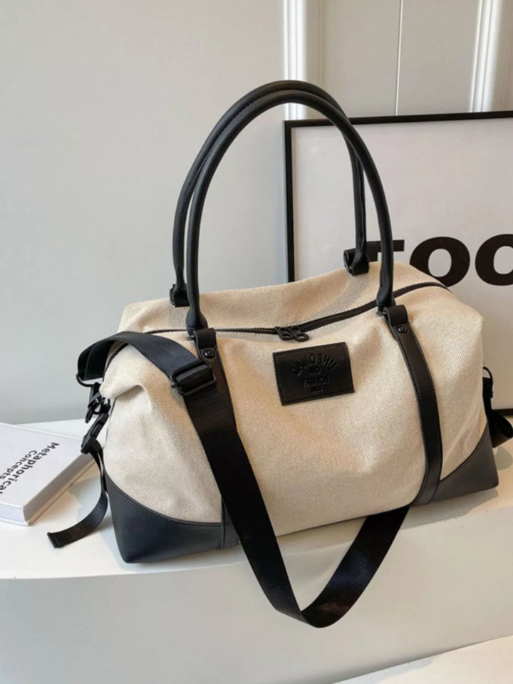 Canvas Leather Trim Travel  Bag