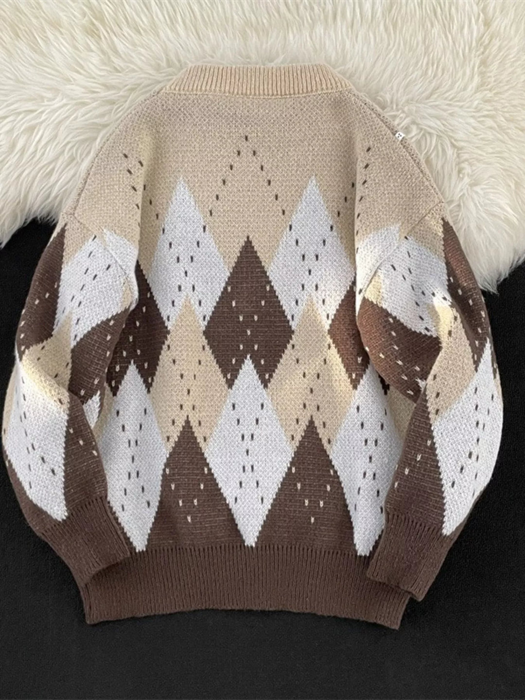 Men's Vintage Argyle Pattern Knit Pullover