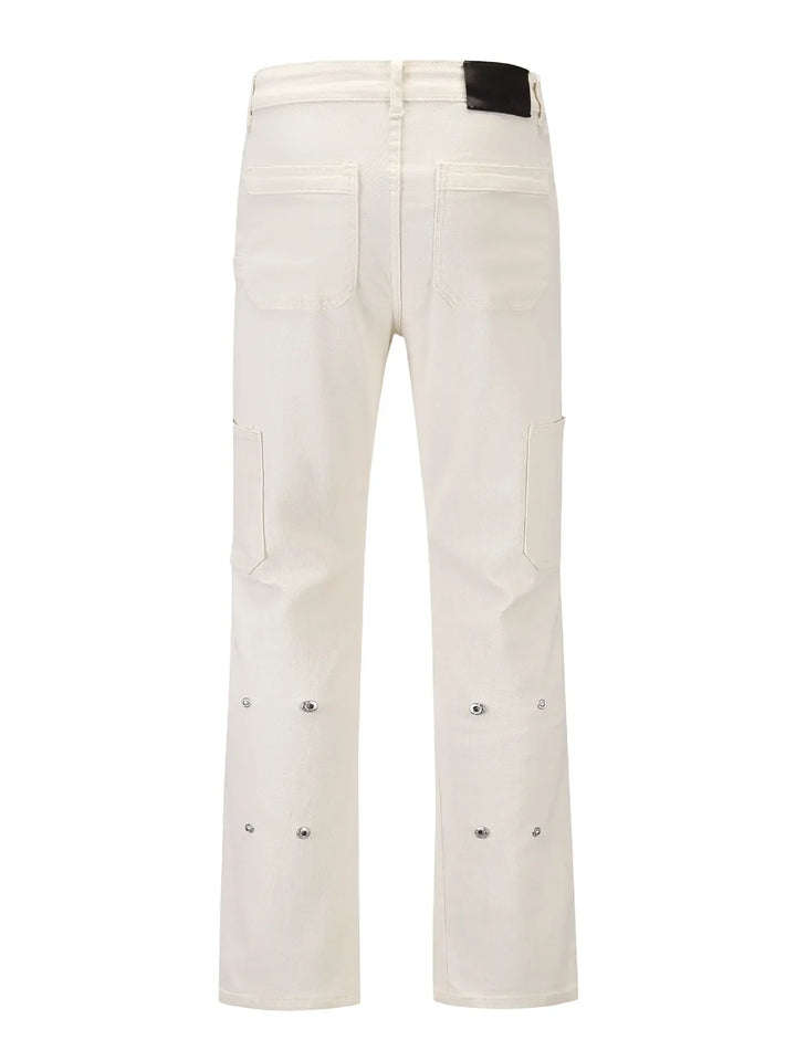Men's Slim Straight Jeans with Snap Detail