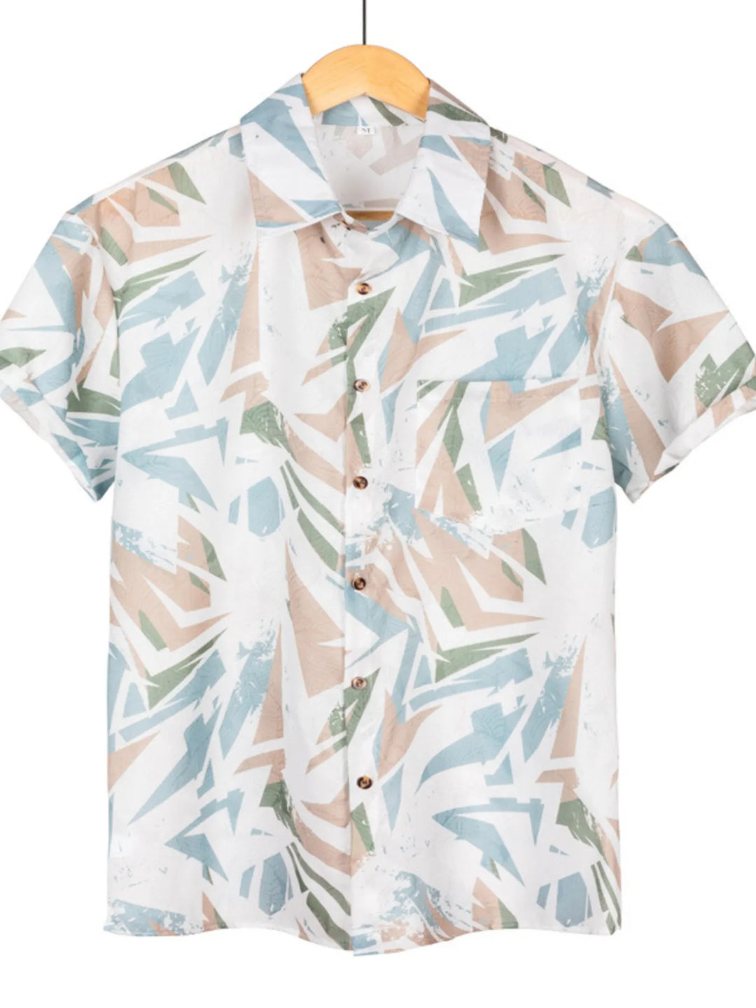 Men's Plus Size Printed Button Up Short Sleeve Shirt