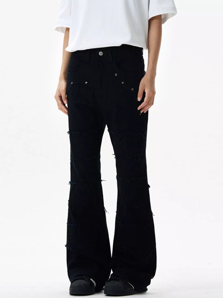 Men's Frayed Hem Flare Jeans