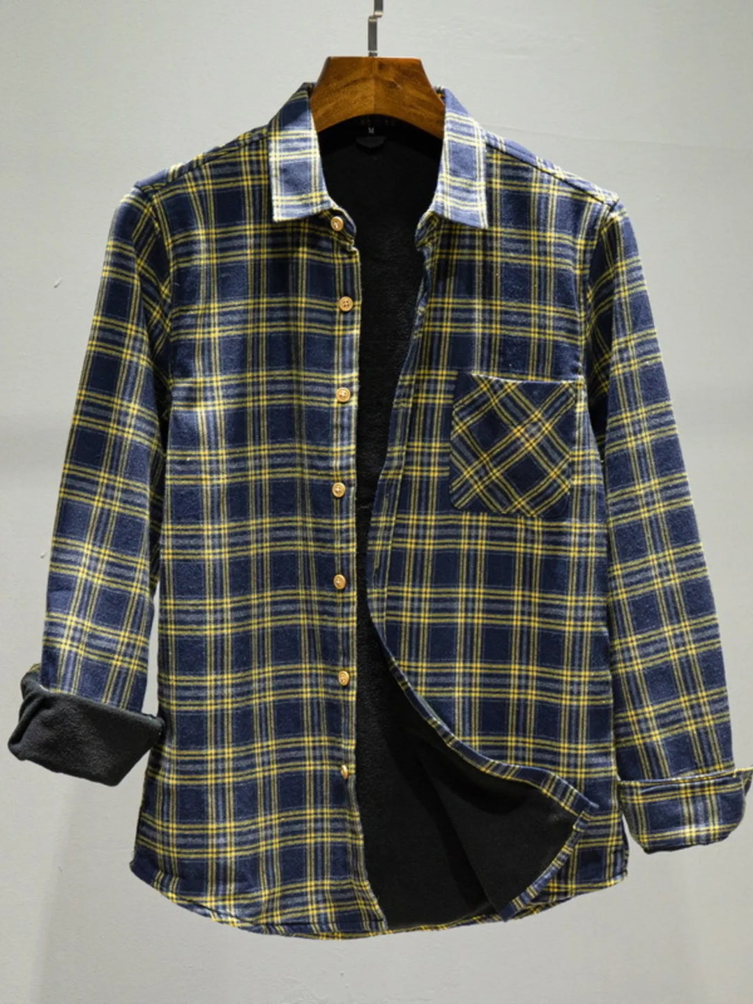 Men's Plus Size Plaid Button Up Long Sleeve Shirt