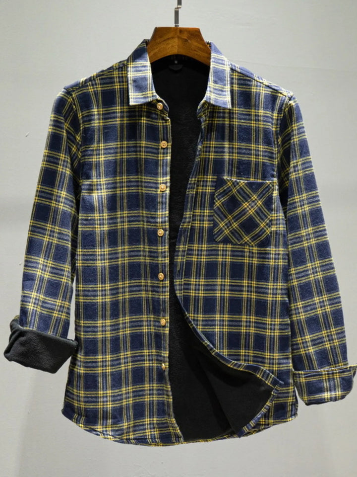 Men's Plus Size Plaid Button Up Long Sleeve Shirt