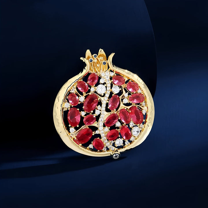 Creative Red Pomegranate Corsage Brooch Fashionable Pin