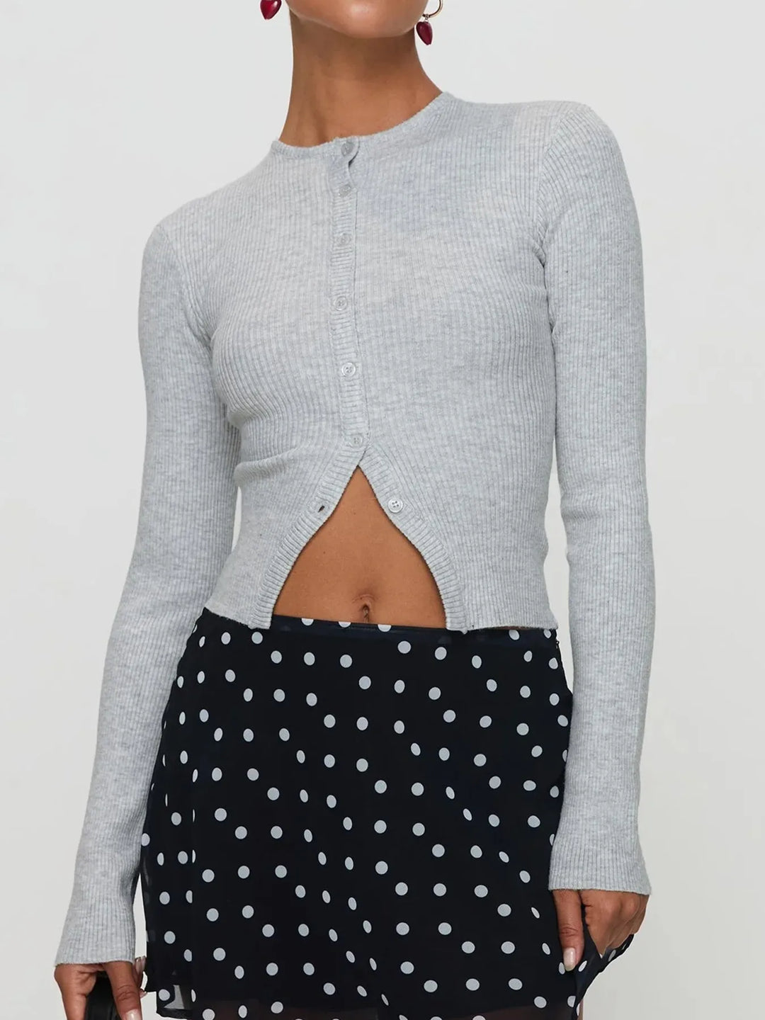 Ribbed Button-Up Cardigan