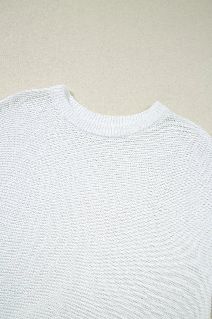 Side Slit Round Neck Knit Top