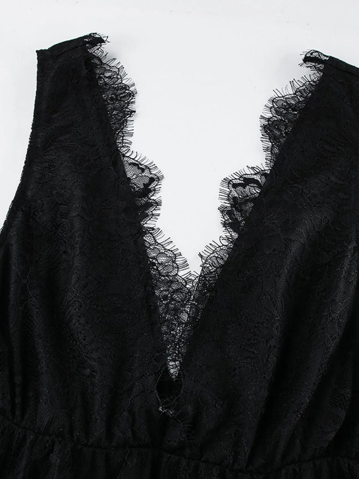 Lace Deep V-Neck Maxi Dress