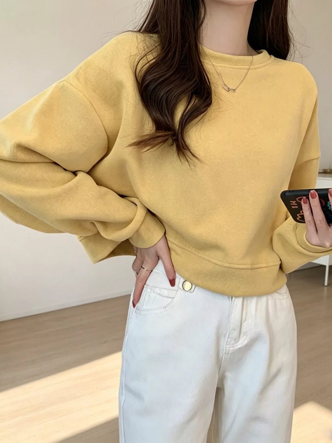 Crew Neck  Drop Shoulder Sweatshirt