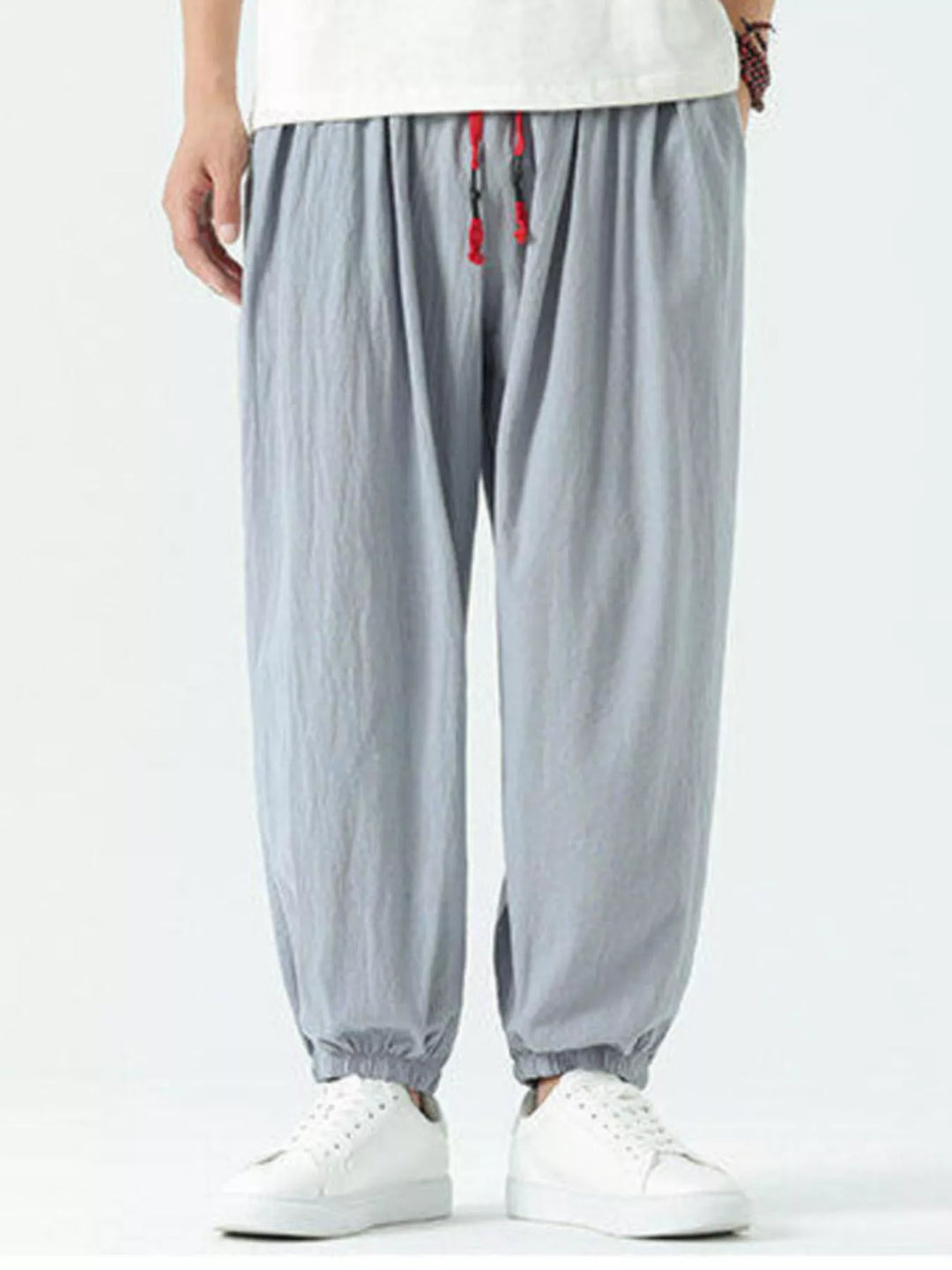 Men's Drawstring Wide Leg Relaxed Fit Pants