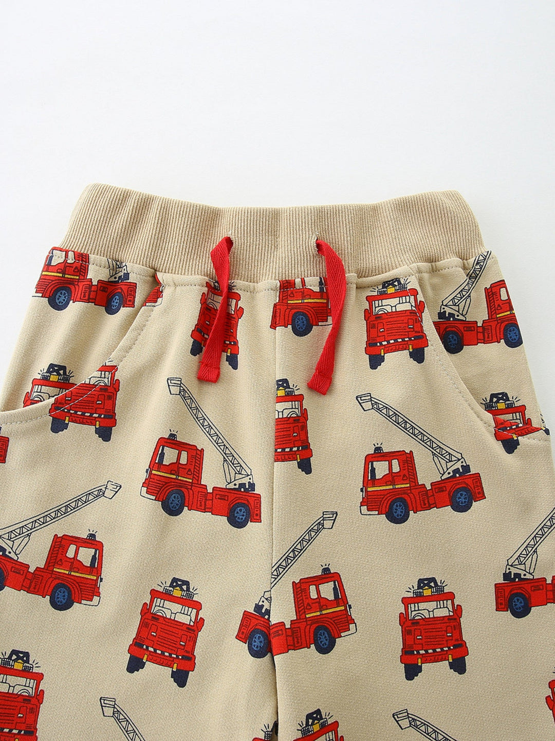 Children's Tractor & Firetruck Print Casual Tee and Shorts Set