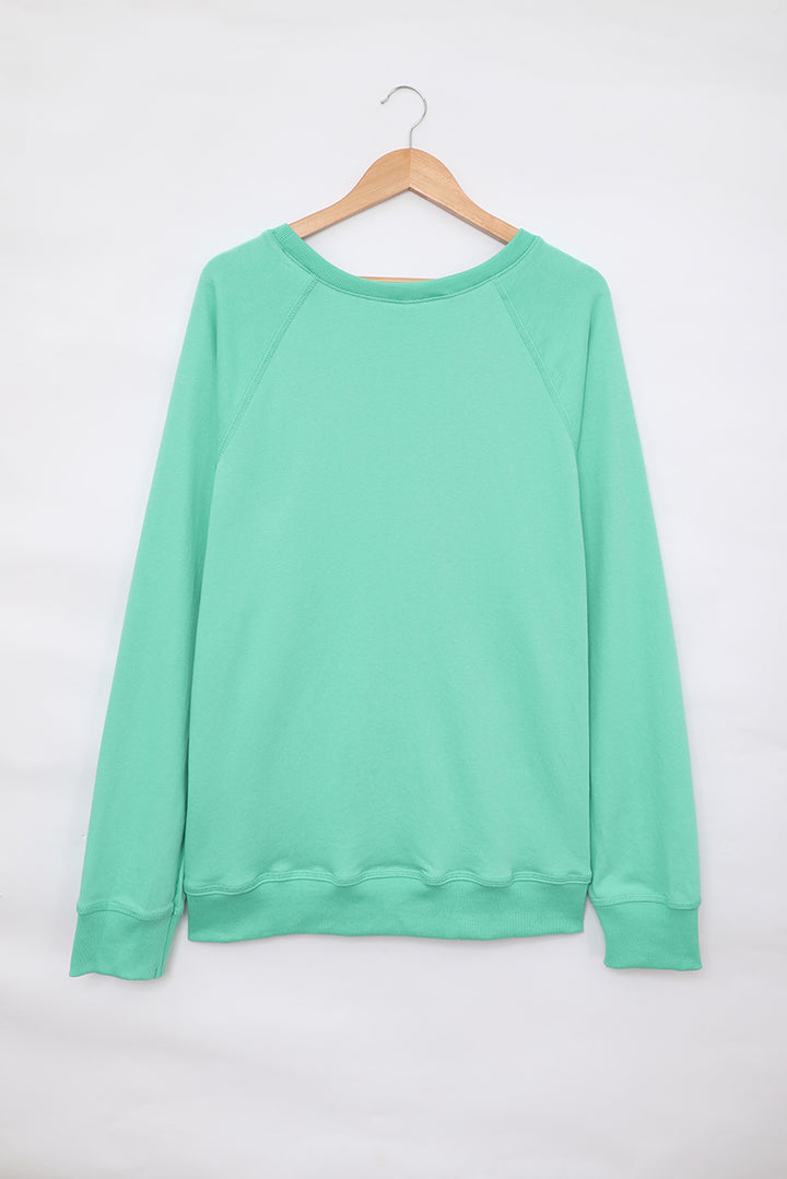Sweat-shirt vert en coton mélangé French Terry