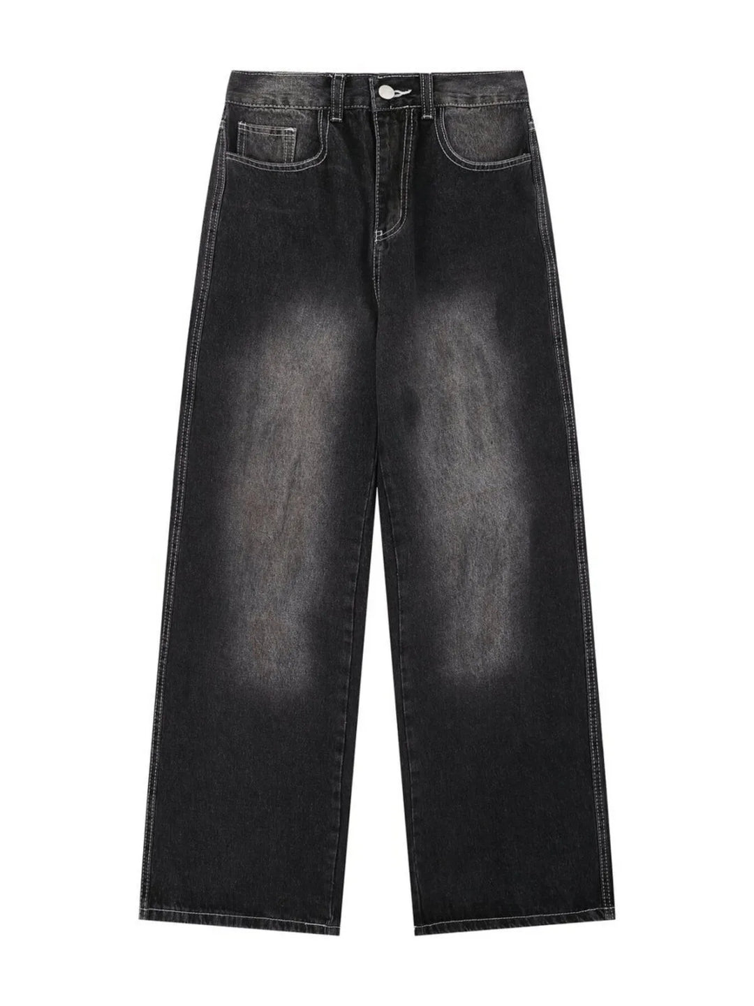 Men's Vintage Washed Wide Leg Denim Jeans