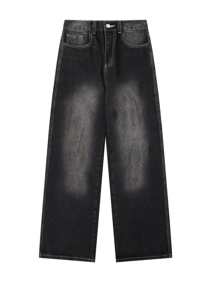 Men's Vintage Washed Wide Leg Denim Jeans