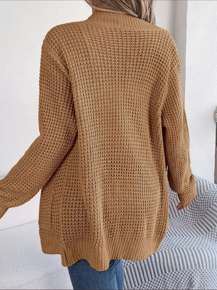 Chunky Knit Open Front Cardigan with Pockets