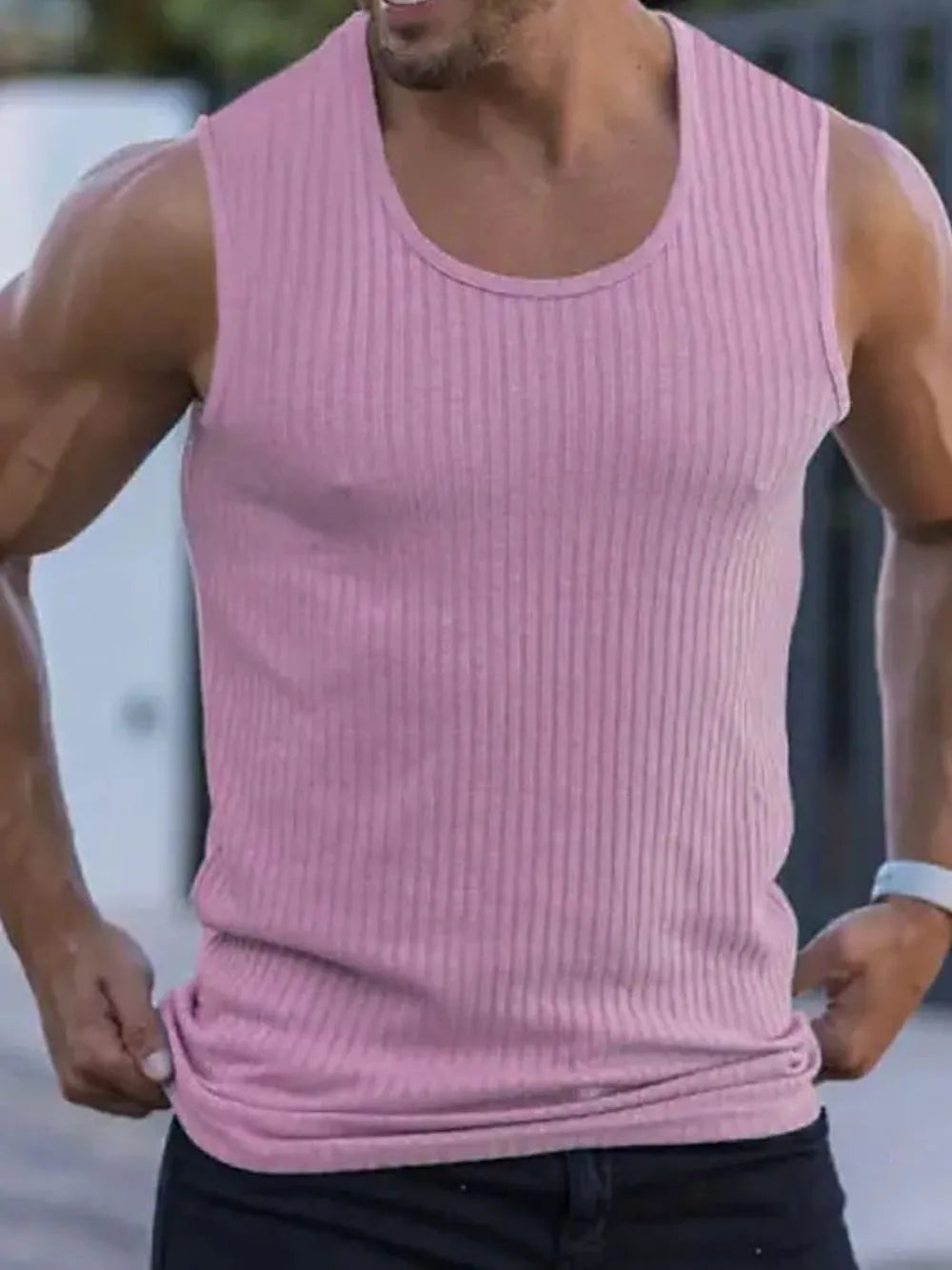 Men's Full Size Ribbed Round Neck Tank Plus Size