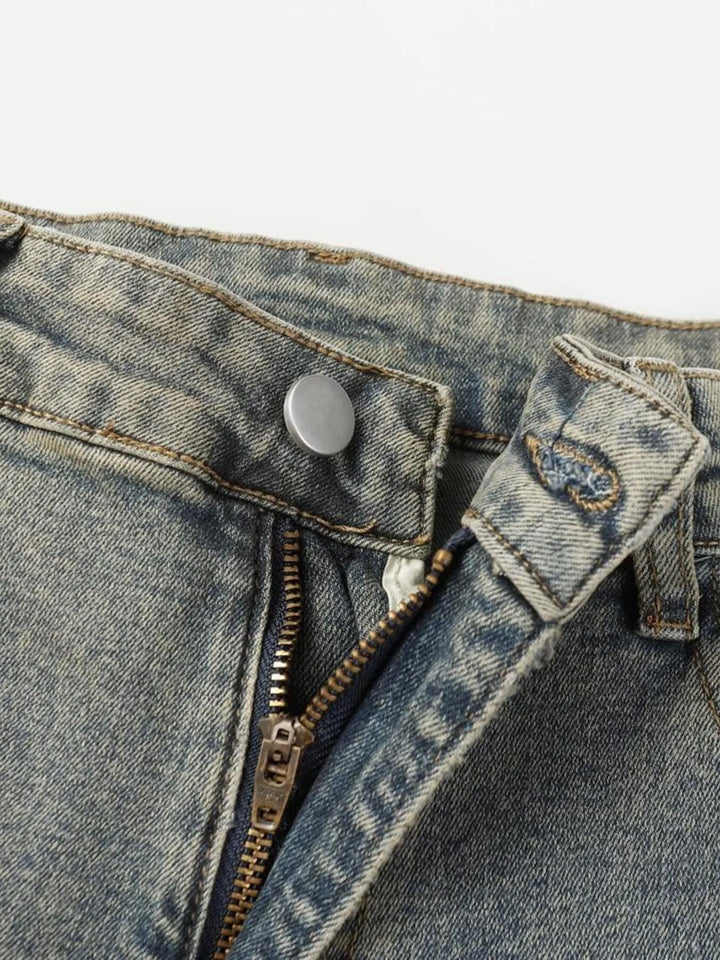 Men's High Waist Straight Leg Cargo Jeans