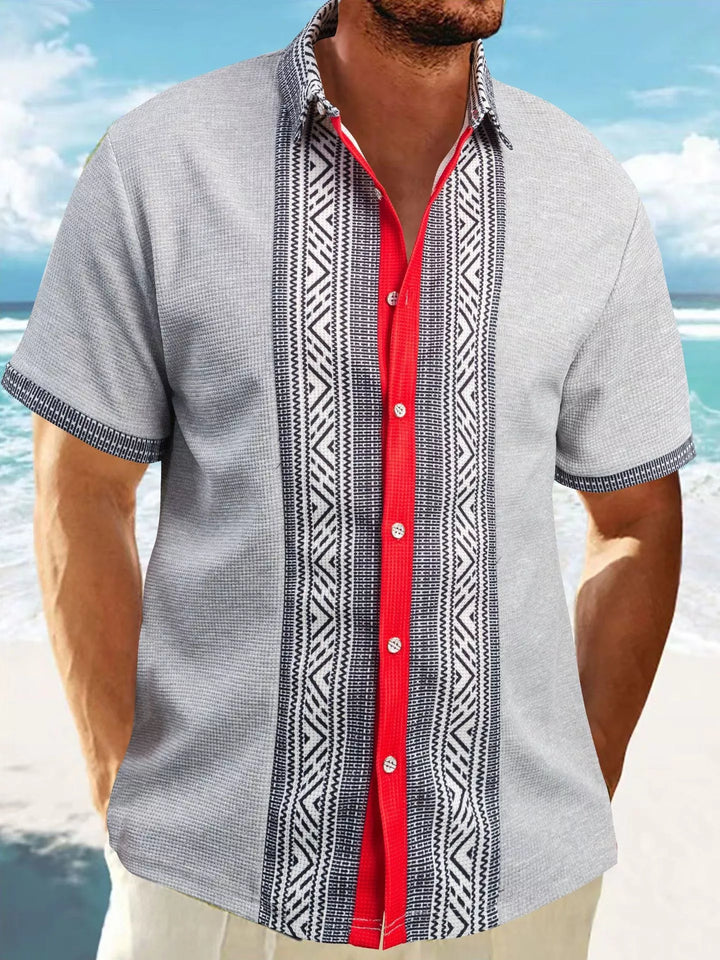 Men's Full Size Casual Geometric Print Short Sleeve Shirt Plus Size