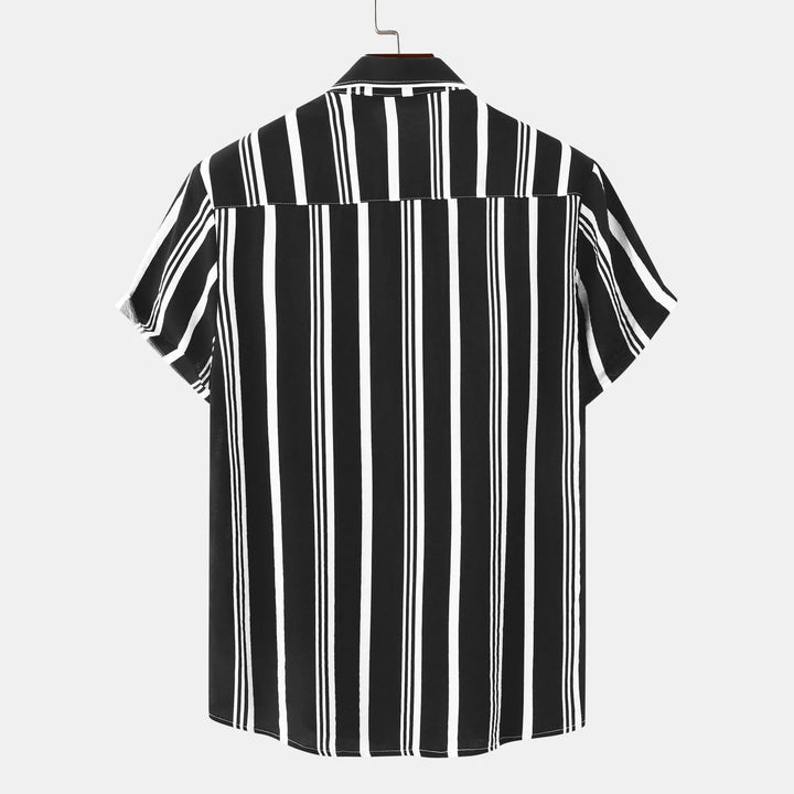 Men's Plus Size Striped Short Sleeve Button-Down Shirt