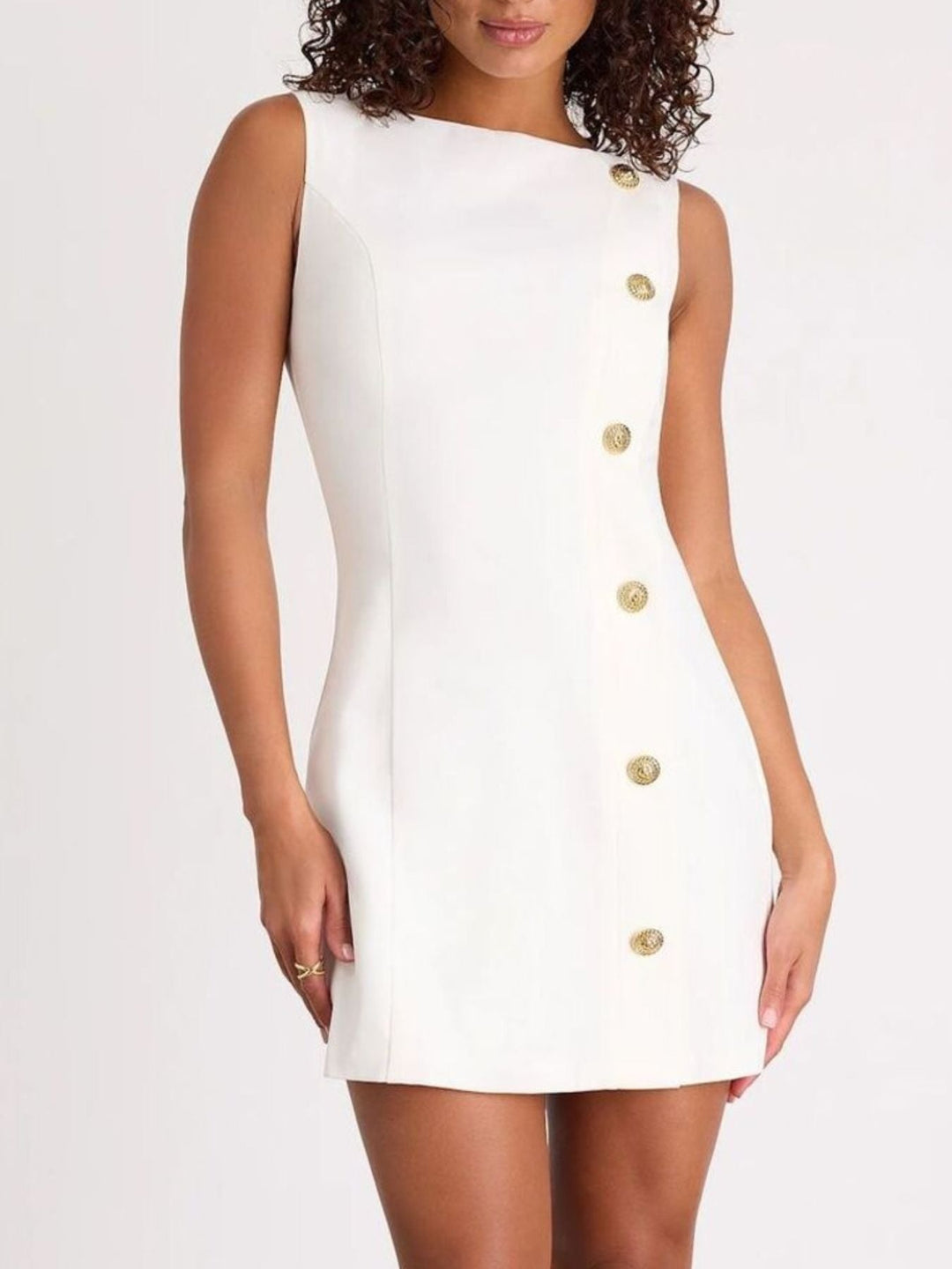 Button Decor Sleeveless Mini Dress