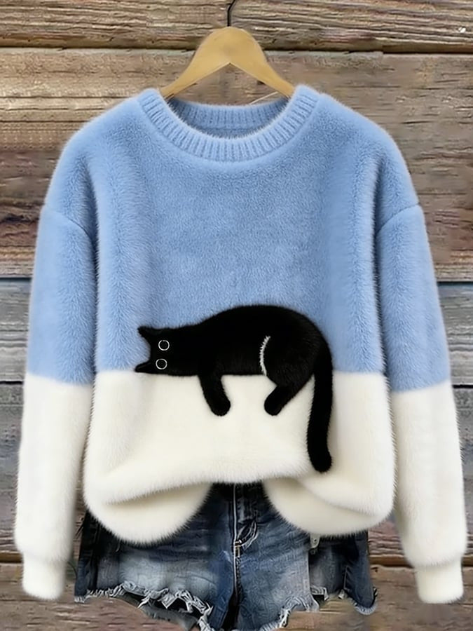 Womens Christmas Pullover Fleece Long-Sleeve Sweater