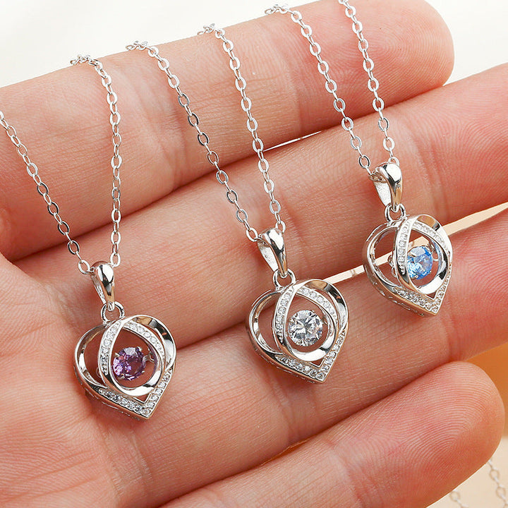Dainty Heart Pendant Collarbone Chain For Women, Hollow Blue Zircon Long Sweater Necklace, Elegant Minimal Fashion Jewelry