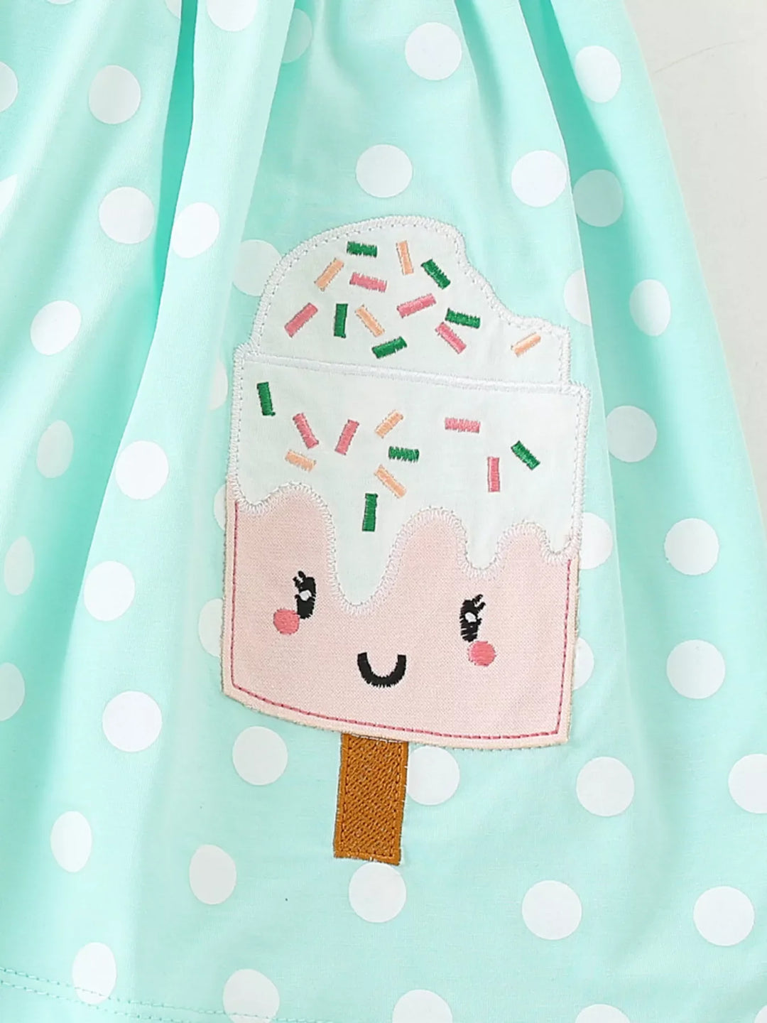 Children's Cute Ice Cream Applique Polka Dot Dress