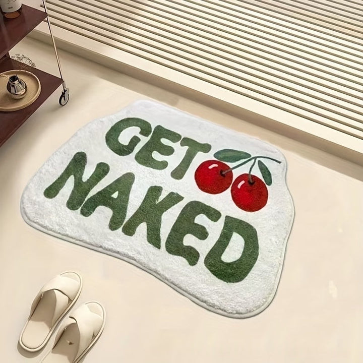 Cartoon Imitation Cashmere Rug With Letters And Fruits Absorbent Bathroom Floor Mat