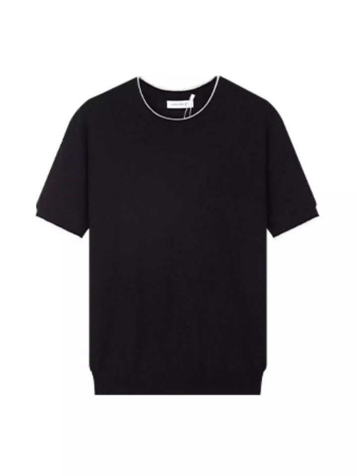 Men's Plus Size Contrast Trim Crew Neck T-Shirt