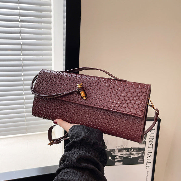 Womens Woven Soft Leather Shoulder Crossbody Bag