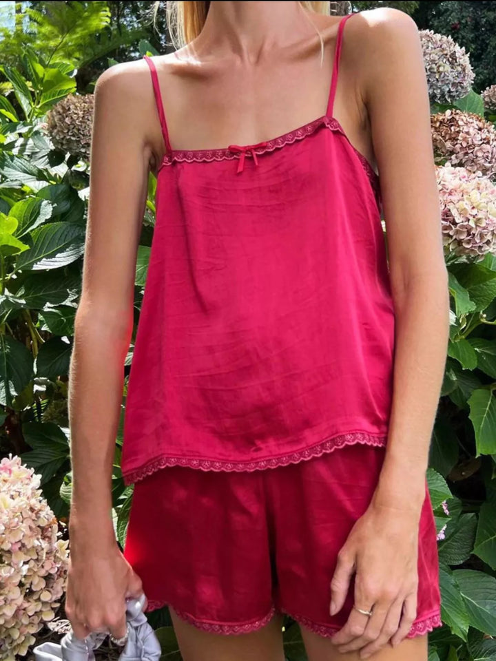Lace Detail Cami and Shorts Set