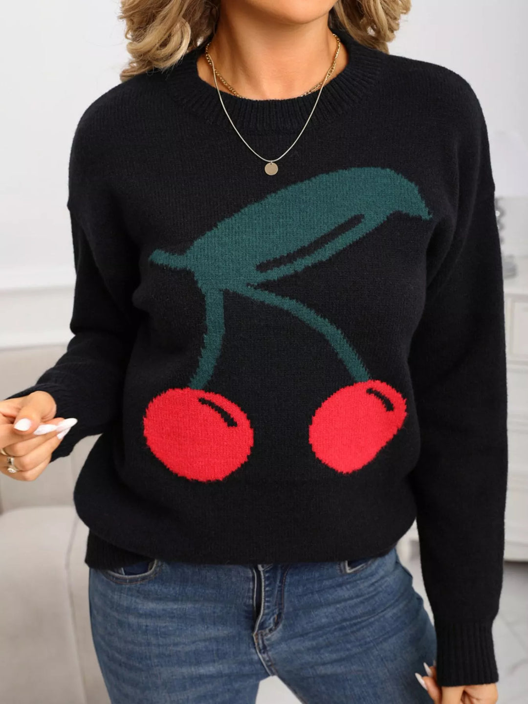 Cherry Round Neck Sweater