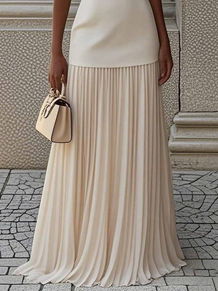 Full Size Sleeveless Top and Pleated Maxi Skirt Set Plus Size