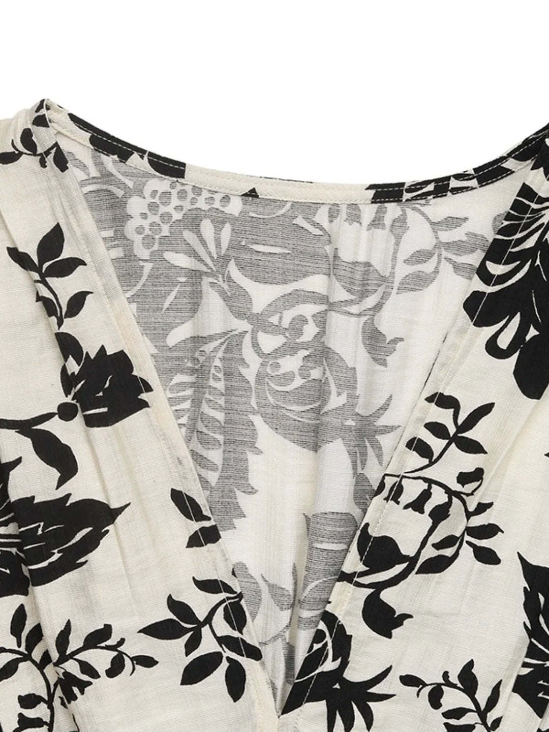 Printed V-Neck Cap Sleeve Dress