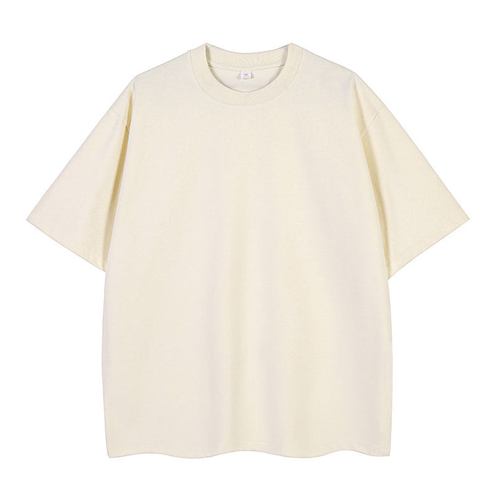 Double Yarn Short Sleeve Sweat-absorbing Cotton T-shirt Top
