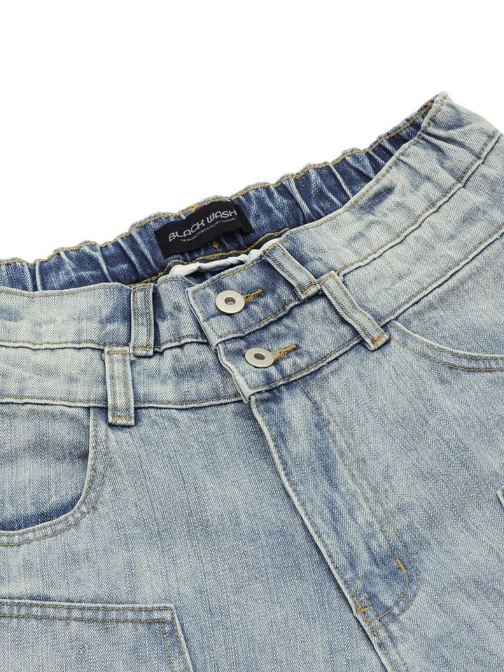 Men's Washed Wide Leg Cropped Jeans